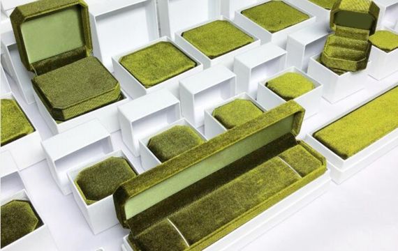 Velvet jewelry box Stock