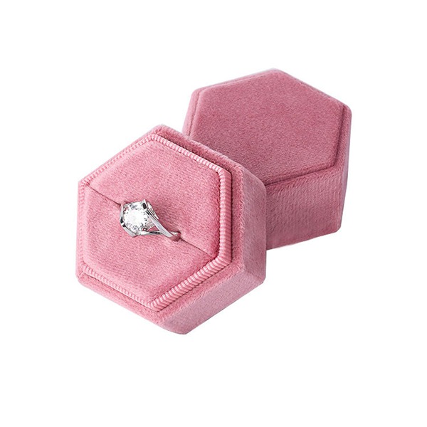 hexagon velvet ring box