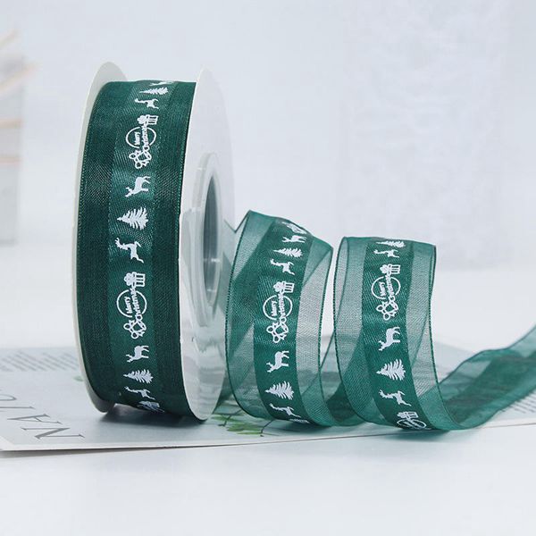 Evergreen silk ribbon