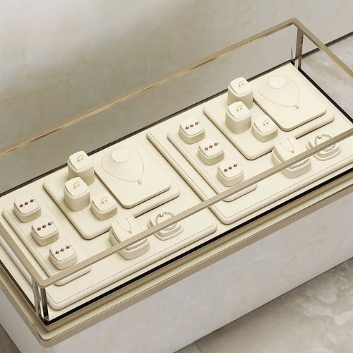 Beige microfiber jewelry display