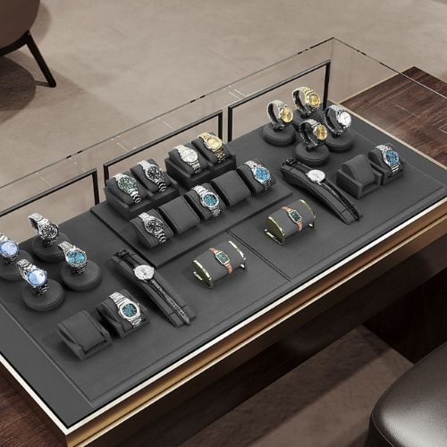 Gray microfiber watch display