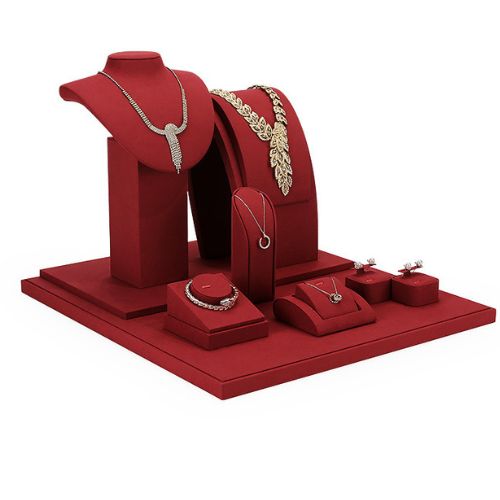 Red microfiber jewelry dispaly